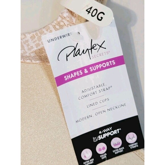 Playtex Secrets Amazing Shape Balconette Underwire Bra 4823 Molded Cups Nude 40G - Picture 5 of 8